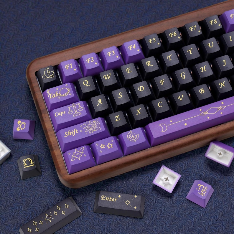 Astrology Purple N Gold Keycaps | Zodiac Star Sign Theme | Cherry ...