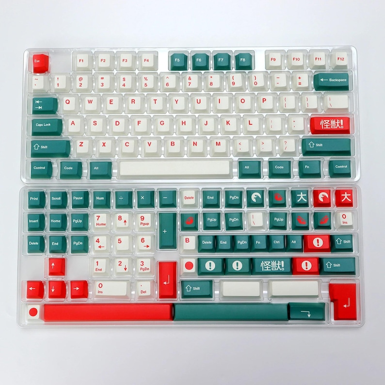 Japanische Tastenkappen | Tiefgrün & Rot PBT Set | Kirsch-Profil Bild 16