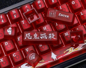 Nichirin Red Translucent Keycap Set | Custom Keycaps | Frosted PC | 140 Keys | ISO Support
