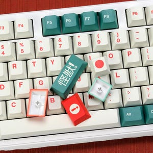 Japanese Keycaps | Deep Green & Red PBT Set | Cherry Profile