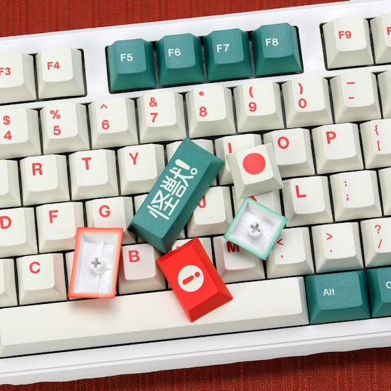 Japanese Keycaps | Deep Green & Red PBT Set | Cherry Profile