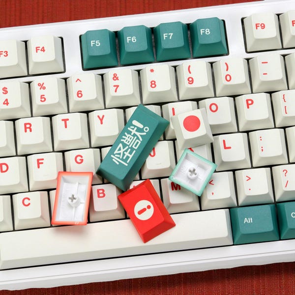 Japanese Keycaps | Deep Green & Red PBT Set | Cherry Profile