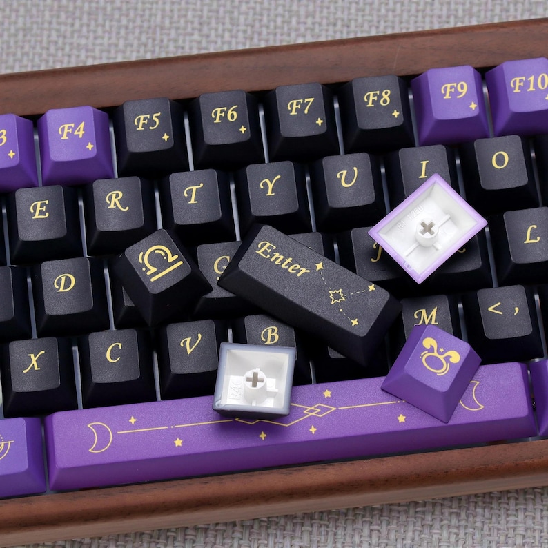 Astrology Purple N Gold Keycaps | Zodiac Star Sign Theme | Cherry ...