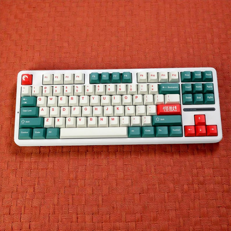 Japanische Tastenkappen | Tiefgrün & Rot PBT Set | Kirsch-Profil Bild 2