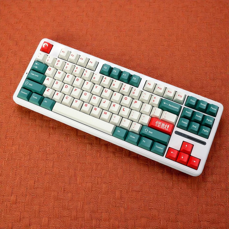 Japanische Tastenkappen | Tiefgrün & Rot PBT Set | Kirsch-Profil Bild 4