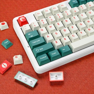 Japanische Tastenkappen | Tiefgrün & Rot PBT Set | Kirsch-Profil Bild 13