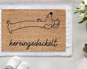 Fußmatte aus Kokosfasern 40x60 cm | Personalisierte Design Fußmatte | Dackel/ Hund | Geschenk Einzug