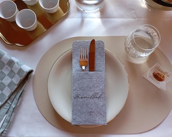 Funda para cubiertos de fieltro Bismillah: decoración islámica para Ramadán y Eid | Decoración para el Iftar