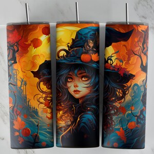Witch Tumbler Design, Sublimation Designs, Spooky Season Cup Template, Halloween