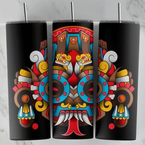 Aztec Sublimation Design, 20oz Skinny Tumbler, Vinyl Wrap, Novelty Cup, Tumbler PNG, Sublimacion, Uv Dtf, Cute Colorful Cup, Mexican