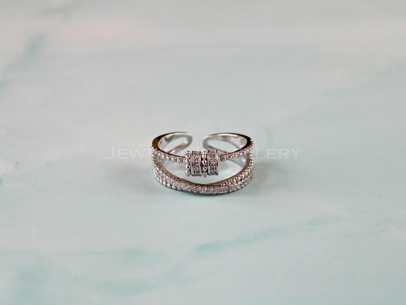 Adjustable Fidget Ring Dainty Cubic Zirconia - 925 Sterling Silver ...