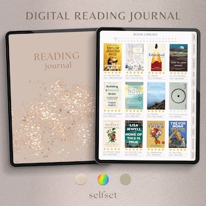 Diario di lettura digitale, recensione di libri e tracker di biblioteca per Goodnotes, registro di lettura digitale, scaffale digitale, pianificatore di lettura per iPad