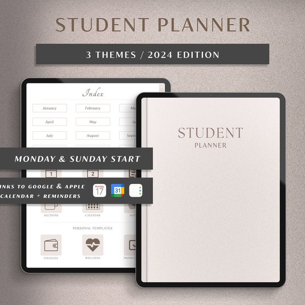 Digitaler Planer | 2024 Studenten-Kalender | iPad Planer | GoodNotes Planer, Akademischer Planer, College Planer, Tagesplaner, Studienvorlagen