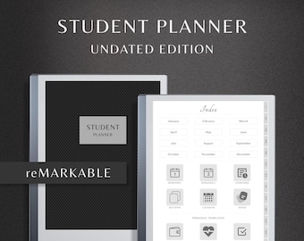 reMarkable 2 Student Planner, Undated Planner, Hyperlinked Academic Planner, College Planner, Daily, Study Templates, Assignment Tracker