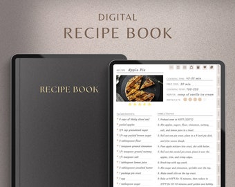 Digital Recipe Book, Digital Recipe Journal, GoodNotes Recipe Template, Digital Cookbook, Recipe Planner, Meal Planner, Recipe Binder Kit