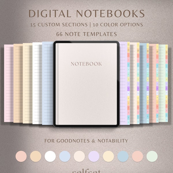 Cuaderno digital / Cuaderno GoodNotes, Cuaderno de estudiante, Cuaderno Ipad / Diario de cuaderno / Plantilla GoodNotes, Punteado, Forrado, Cuadrícula, Cornell