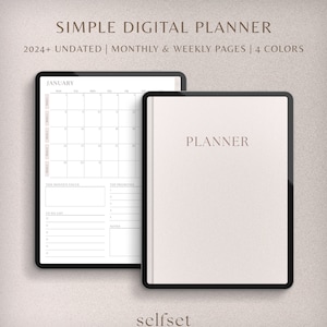 Simple Digital Planner, 2024 Planner, Undated Planner, GoodNotes Planner, Minimalist Planner, Monthly Planner, Weekly Planner, iPad Planner