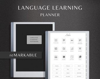 reMarkable 2 Language Learning Planner, Notebook, Study and Learn English, Chinese, French, Spanish, German, Vocabulary Workbook, Grammar