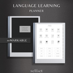 reMarkable 2 Language Learning Planner, Notebook, Study and Learn English, Chinese, French, Spanish, German, Vocabulary Workbook, Grammar image 1