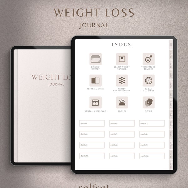 Weight Loss Journal | Digital Planner | GoodNotes Planner | iPad Planner | Fitness Planner | Workout Planner | Meal Planner | Weight Tracker