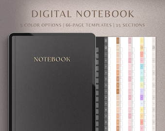 Notebook digitale / Notebook GoodNotes, Notebook per studenti, Notebook iPad / Diario per notebook / Modello GoodNotes, Punteggiato, A righe, Griglia, Cornell