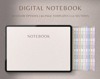 Cuaderno digital / Cuaderno GoodNotes, Cuaderno de estudiante, Cuaderno Ipad / Diario de cuaderno / Plantilla GoodNotes, Punteado, Forrado, Cuadrícula, Cornell