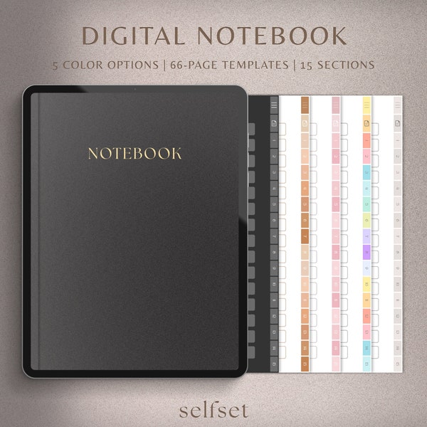 Cyfrowy notatnik | Notatnik GoodNotes, notatnik studencki, notatnik iPad | Dziennik Notatnika | Szablon GoodNotes, kropkowany, w linie, siatka, Cornell