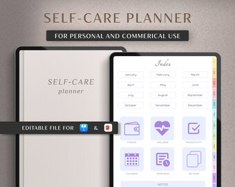 PLR SELF CARE Planer, 2024 + Undatiert, Tages-, Wochen- und Monatsplaner, Plr GoodNotes, bearbeitbarer Planer, Wiederverkaufsrechte, kommerzielle Lizenz