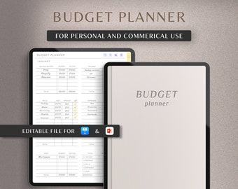 Planificador de presupuesto digital PLR, rastreador de finanzas PLR, derechos de reventa, presupuesto editable, planificador de iPad de presupuesto, uso comercial, planificador PLR GoodNotes