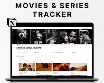 Tracker filmów i seriali telewizyjnych dla Notion, cyfrowy planer filmów, szablony do oglądania, szablon Notion, tracker mediów, dziennik filmowy, recenzja filmu