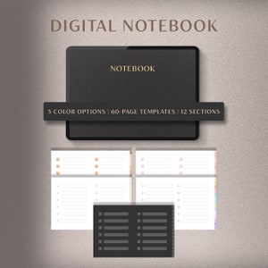 Digital Notebook | GoodNotes Notebook, Student Notebook, Ipad Notebook | Notebook Journal | GoodNotes Template, Dotted, Lined, Grid, Cornell