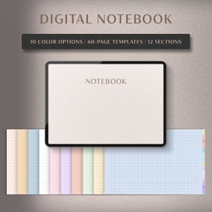 Digital Notebook | GoodNotes Notebook, Student Notebook, Ipad Notebook | Notebook Journal | GoodNotes Template, Dotted, Lined, Grid, Cornell