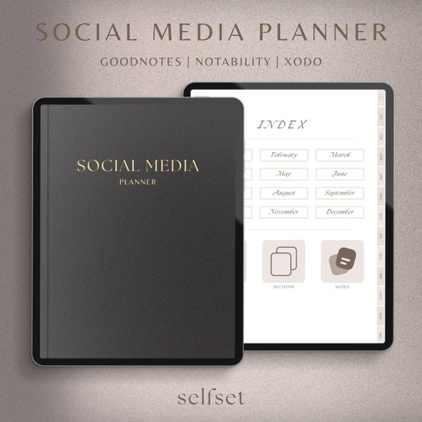 Social Media Planner Bundle | iPad GoodNotes | Instagram, TikTok, Youtube Blogger | Content Planner, Marketing Plan, Undated, Small Business
