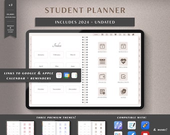 Digitaler Planer | 2024 Studenten-Kalender | iPad Planer | GoodNotes Planer, Akademischer Planer, College Planer, Tagesplaner, Studienvorlagen