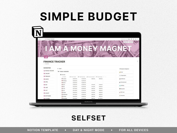 Notion Simple Budget, Finance Tracker, Income and Expense Tracker, Notion Template, Budget Planner, Money Tracker, Subscription, Wishlist
