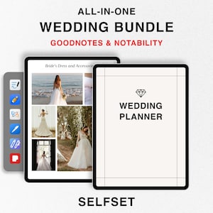 GOODNOTES Hochzeitsplaner, Digitale Hochzeitsvorlage, Checkliste, Reiseplaner, Hochzeitsbudget, Vision Boards, Hyperlinked, Honeymoon, iPad