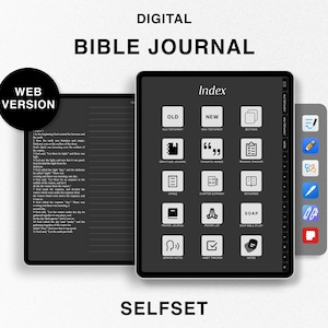 Digital Bible Journal, Study Bible, World English Bible WEB, Old New Testament, Bible Study Notebook for Goodnotes, Dark Mode, Study Bible