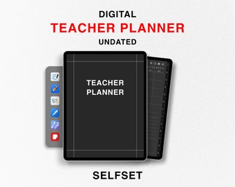 Undated Digital Teacher Planner, Dark Mode Lesson Planner, Academic Planner, Homeschool Planner Goodnotes Planner, Black Teaching Planner