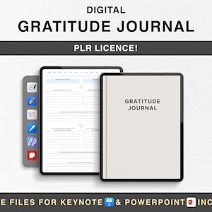 PLR Digital Gratitude Journal, Diario giornaliero, Diritti di rivendita, PLR GoodNotes, Licenza commerciale, Diario del benessere, Diario di consapevolezza, iPad