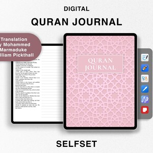 Digital Quran Journal, Study Quran, Translation by Mohammed Marmaduke William Pickthall, Ramadan planner, Quran Notebook for Goodnotes Surah