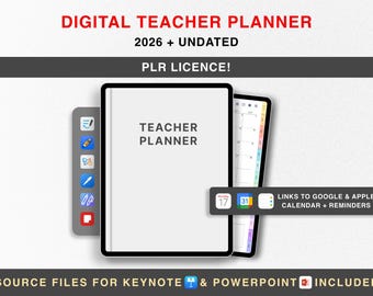 PLR Lehrer-Planer 2026 + UNDATIERT, bearbeitbar Wiederverkaufsrechte Akademischer Planer Homeschool Planner PLR Goodnotes Vorlage Unterrichtsstunde