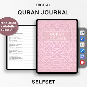 Digital Quran Journal, Study Quran, Translation by Abdullah Yusuf Ali, Ramadan planner, Quran Study Notebook for Goodnotes, Surah Study