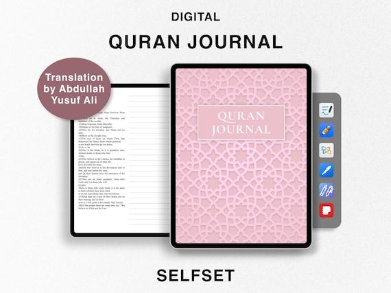 Digital Quran Journal, Study Quran, Translation by Abdullah Yusuf Ali, Ramadan planner, Quran Study Notebook for Goodnotes, Surah Study