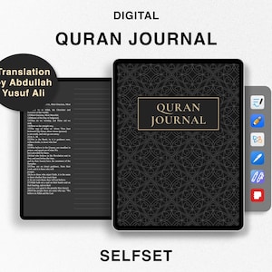 Digital Quran Journal, Study Quran, Translation by Abdullah Yusuf Ali, Ramadan planner, Quran Study Notebook for Goodnotes, Surah Study