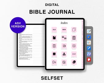 Digital Bible Journal, Study Bible, American Standard Version Journaling Bible ASV, Old New Testament, Pink Bible Study Notebook Goodnotes