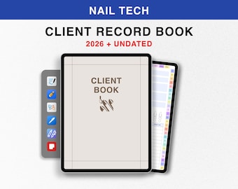 Digital Client Record Book 2026 for Nail Tech, Goodnotes Undated Client Tracker, Nail Tech Appointment Book Nail Tech Client Record