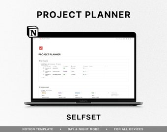 Notion Project Planner, Notion Templates, Digital Project Tracker, Organizer, Management, Work Schedule, Small Business, Kanban Productivity