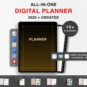 2025 The Ultimate Digital Bundle, 2025 Goodnotes Planner, iPad Planner, Notability Planner, Dated & Undated Digital Planner, Student, ADHD