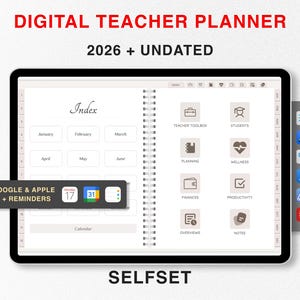 Planificador digital docente 2026 + Planificador de lecciones sin fecha, Planificador académico, Planificador de educación en casa, Plantilla Goodnotes Planificador de enseñanza para iPad