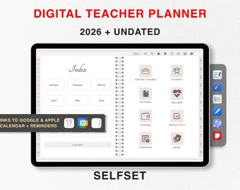 2026 Digital Teacher Planner + Undated Lesson Planner, Academic Planner, Homeschool Planner, Goodnotes Template Teaching iPad Planner